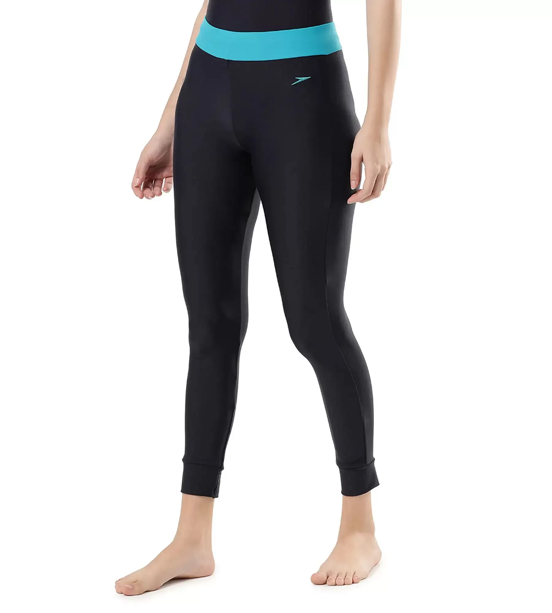 Women's Solid Contrast Leggings - True Navy & Aquarium