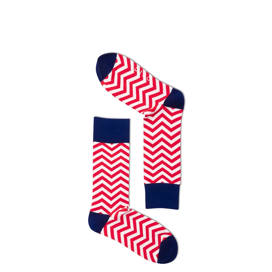 ZIG ZAG SOCKS - RED WHITE ZIG ZAG